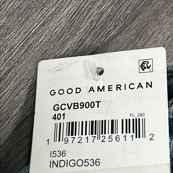 Good American Boot Cut Jeans Chew Hem Indigo Dark Wash 14/32 - Picture 6 of 7
